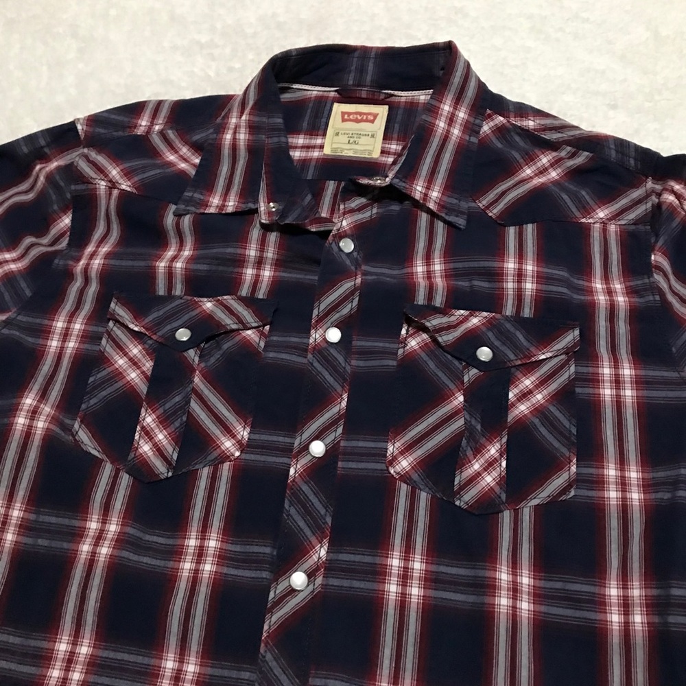 Levi's Men's Red and Blue Checkered Shirt